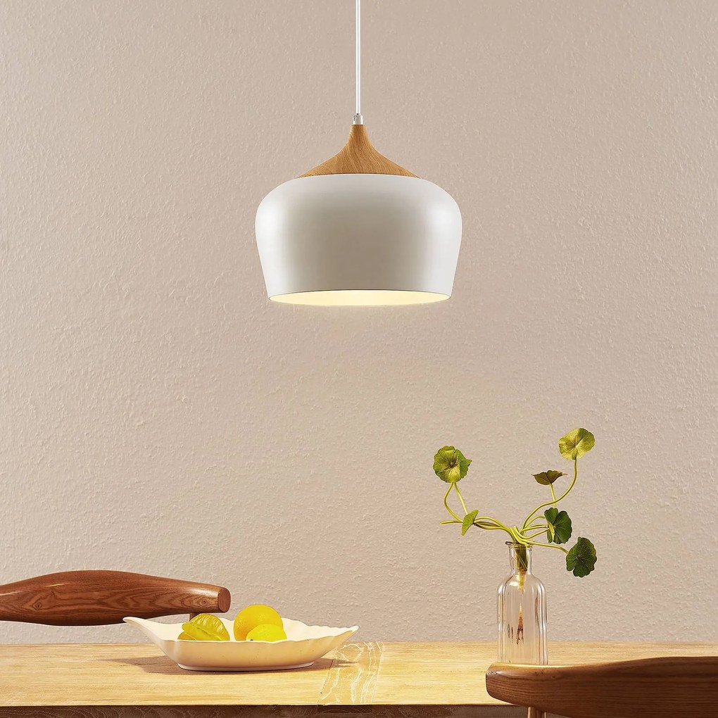 Lampada a sospensione Vilsera Lindby, dimmerabile, Bianco / Opale, Soggiorno / Sala da pranzo, Metallo, Scandinavo, Lampada a sospensione