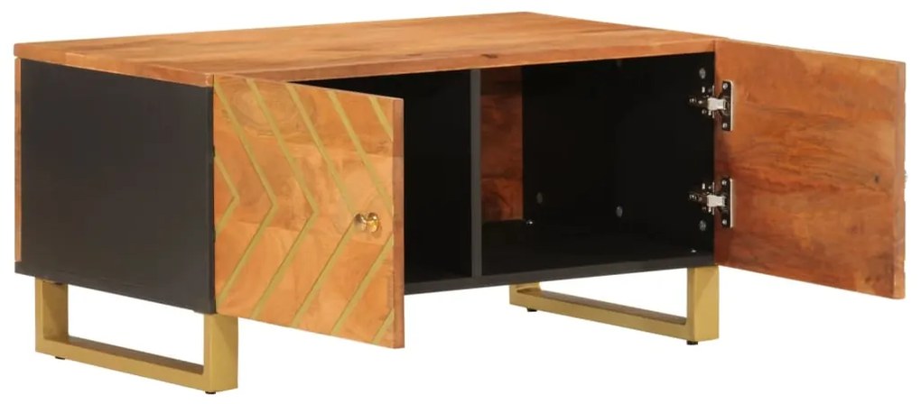 Tavolino da salotto marrone e nero 80x50x40 cm legno di mango