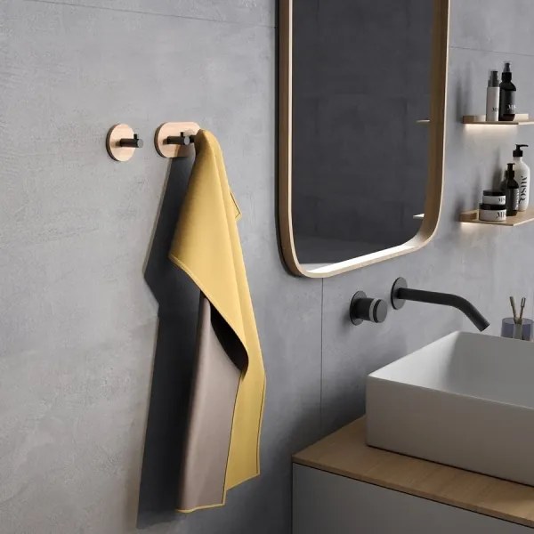 Gedy - Gancio per asciugamani autoadesivo HIMALAYA nero/bambù