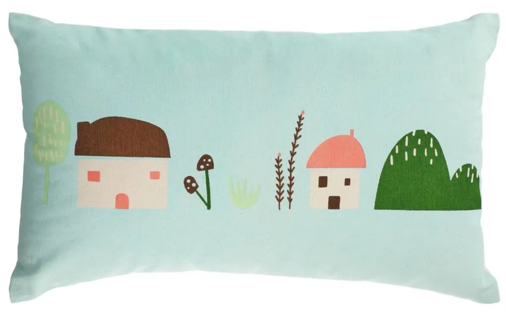 Kave Home - Copricuscino Llaru 100% cotone azzurro case multicolore 30 x 50 cm
