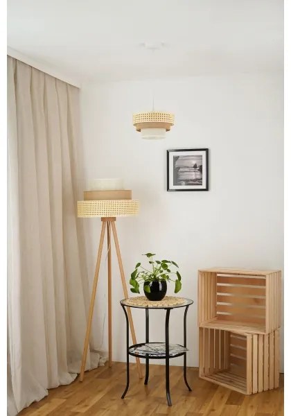 Brilagi - Lampadario a cavo CEDAR LUNETA 1xE27/15W/230V Ø25 rattan marrone crema