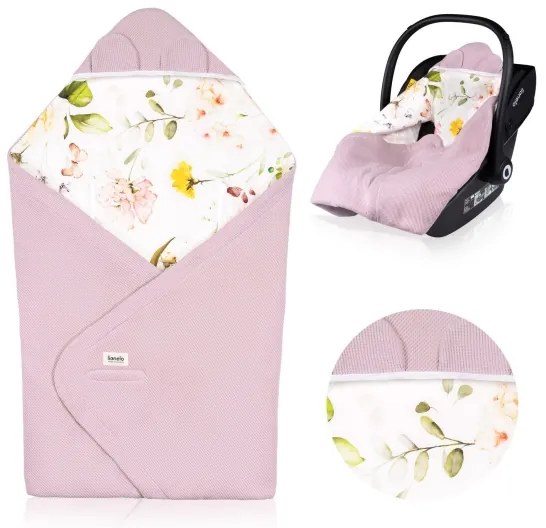 Lionelo - Sacco avvolgente per seggiolino auto TRAVEL SWADDLE 90x90 cm Rosa floreale
