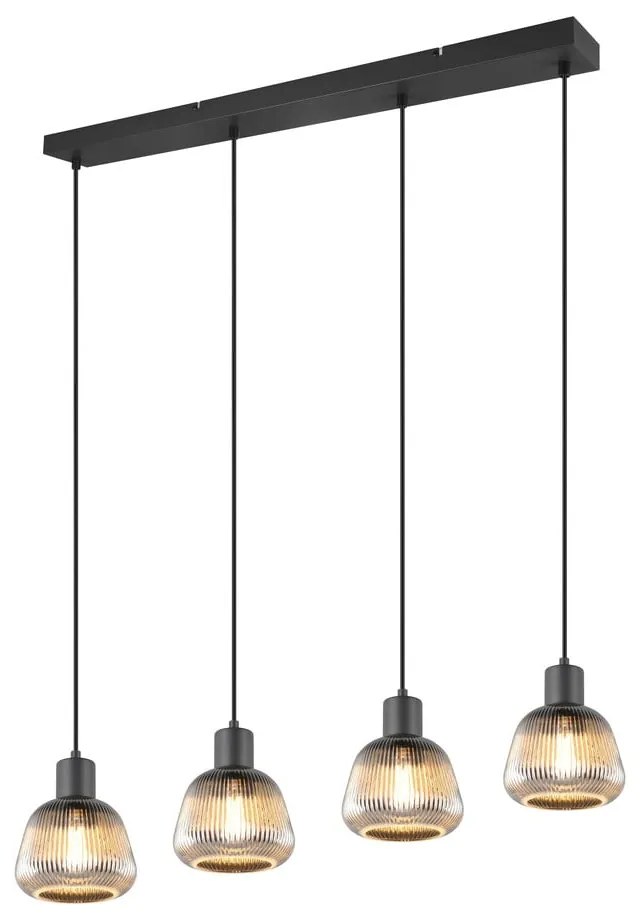 Lampadario nero con paralume in vetro ø 15 cm Tarifa - Trio