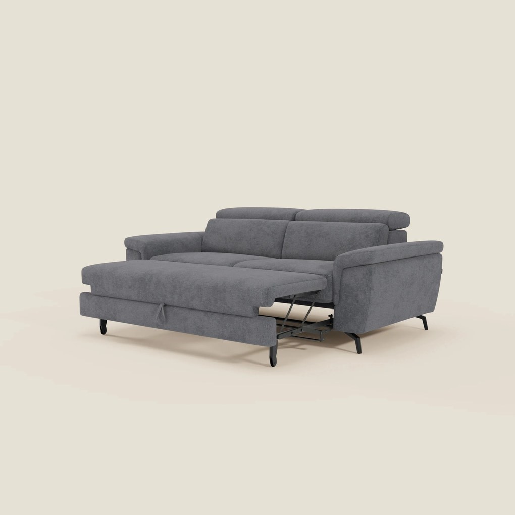 Estro Divano 3 posti con pouf estraibile - poggiatesta reclinabili in tessuto impermeabile T14 grigio