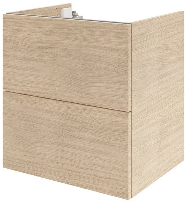 Mobile da bagno sospeso sotto lavabo L 60 x H 64 x P 48 cm rovere naturale, 2 cassetti Apertura push pull, Neo, Maniglie acquistabili separatamente