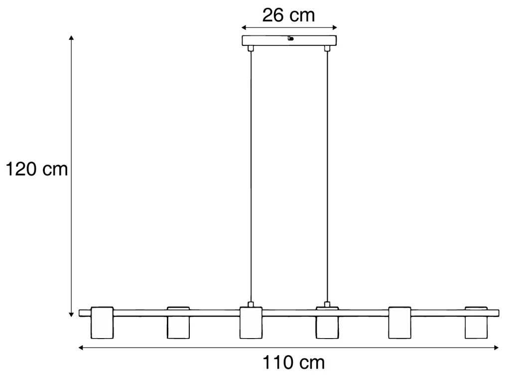 Lampada a sospensione moderna con stampa legno e 6 luci bianche - Jeana Straight