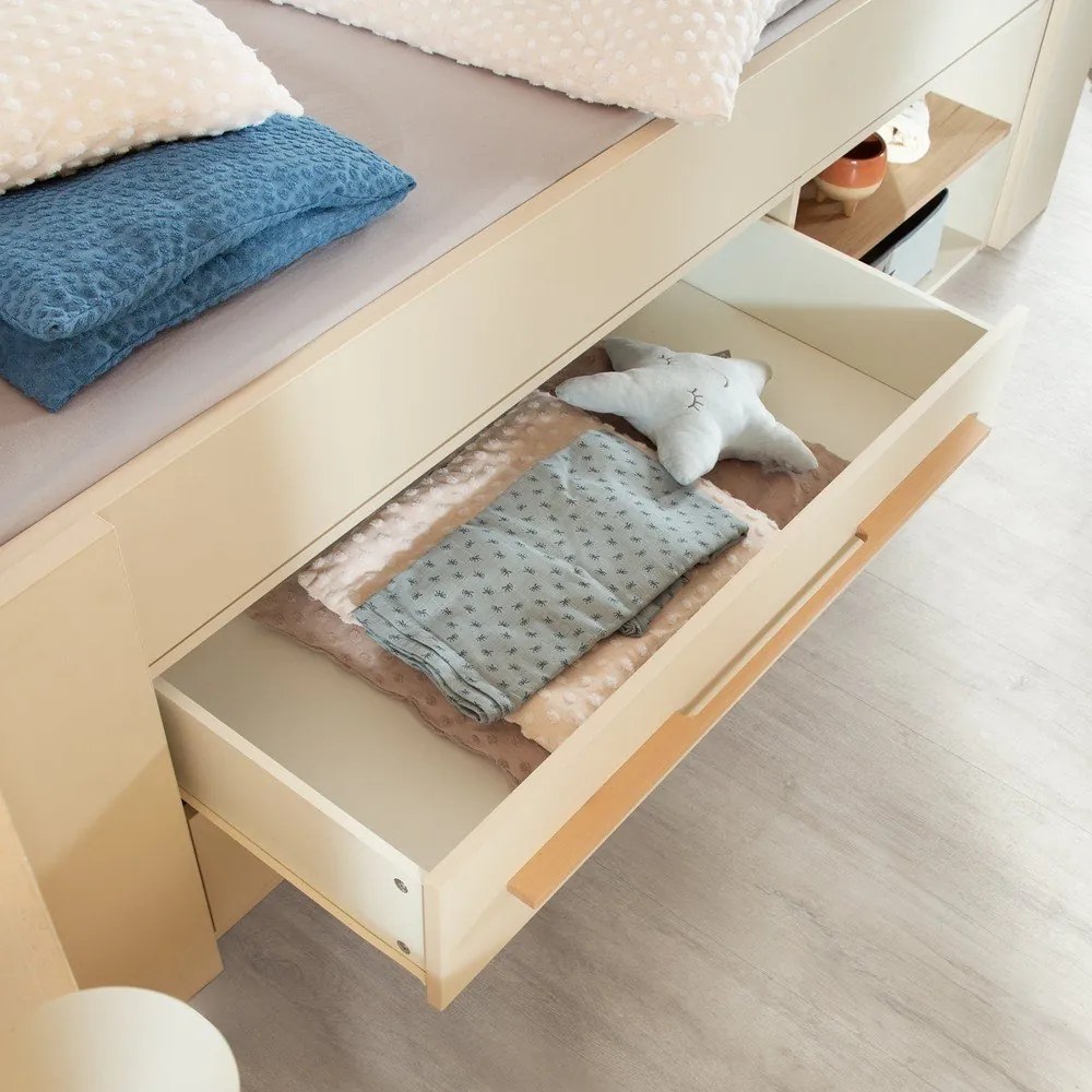 Letto da bambini beige con contenitore rete non inclusa 90x200 cm Captain – Roba