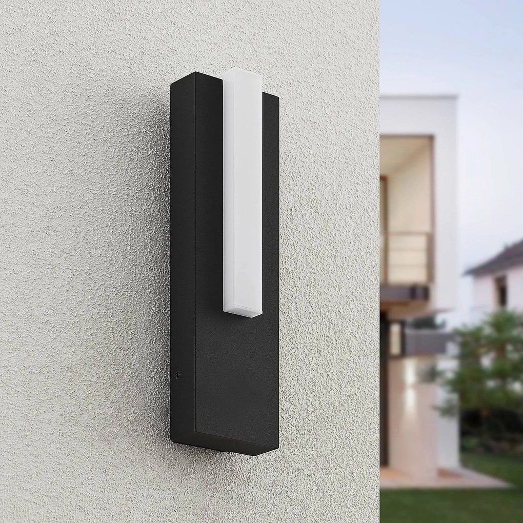 Applique da esterni a LED Virgalia Lucande, Nero, Alluminio, Moderno, Applique LED da esterni