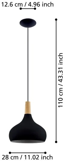 Eglo 900162 - Lampadario a sospensione con filo SABINAR 1xE27/40W/230V diametro 28 cm
