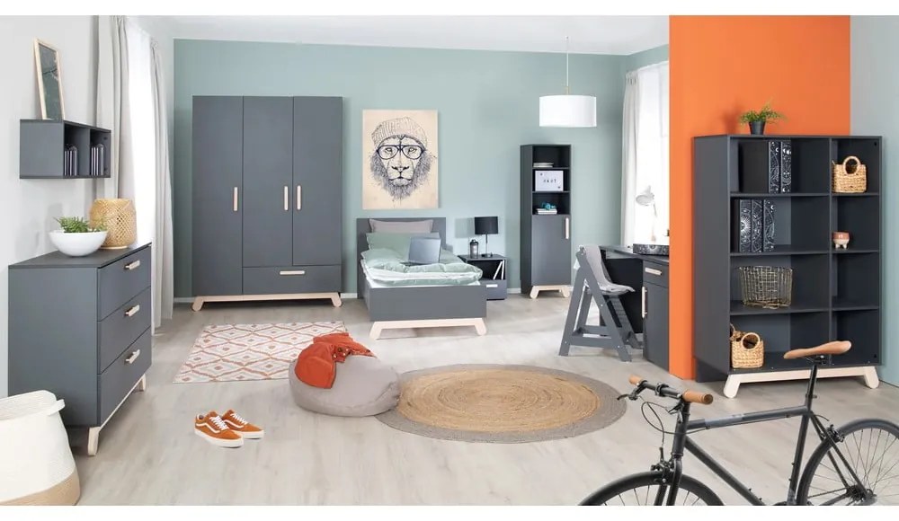 Letto nero per bambini 90x200 cm Jara - Roba