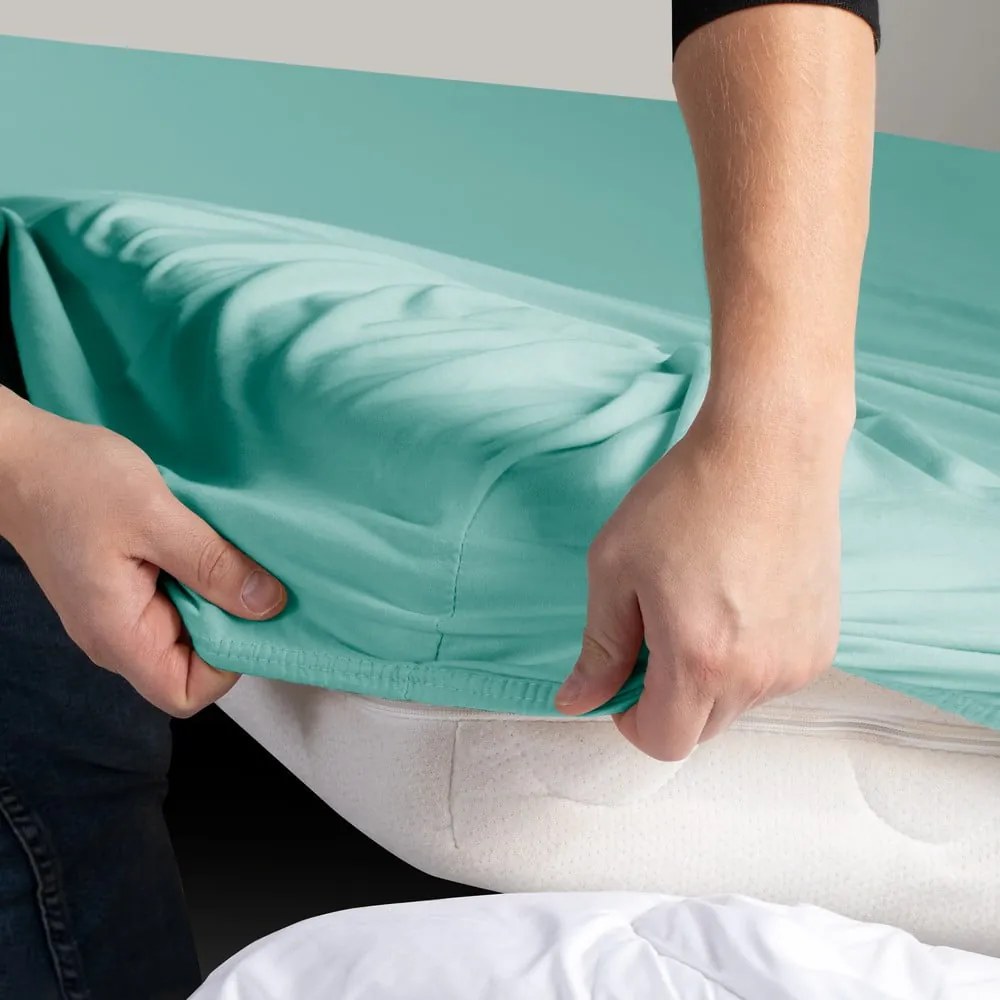 Lenzuolo con angoli turchese in jersey 90x200 cm Amber – Restilo