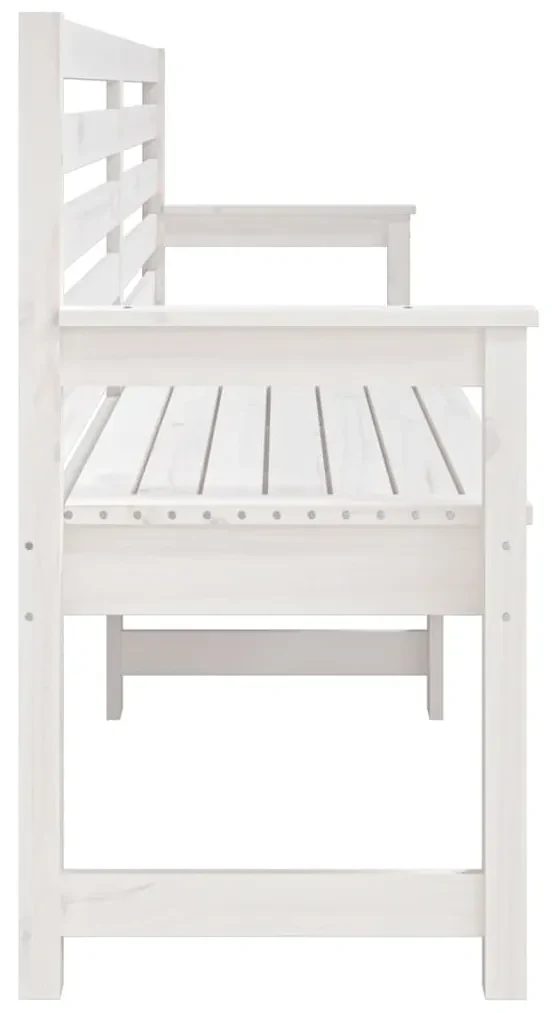 Panca da giardino bianca 203,5x48x91,5cm legno massello di pino
