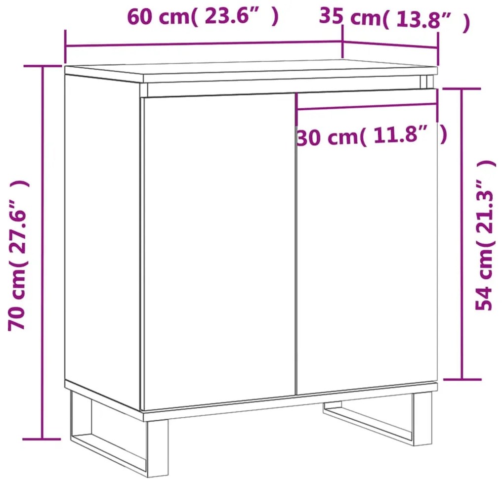 Credenza Rovere Sonoma 60x35x70 cm in Legno Multistrato