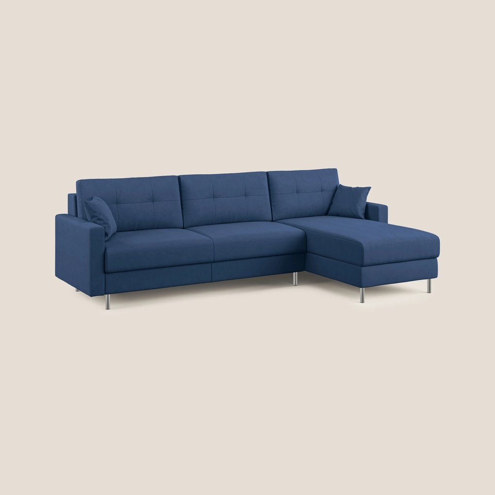 Megan divano letto angolare in microfibra smacchiabile T11 blu