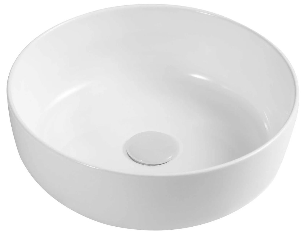 Lavabo tondo 33 cm slim da appoggio In Ceramica Bianco