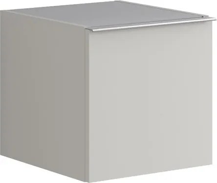 Base laterale Pixel con anta Plain laccato opaco Beige Greige e maniglia alluminio brillante L.40 H.40 P.45,5 cm.
