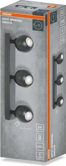 Osram - Faretto SPOT SPHERAL 3xGU10/6W/230V nero