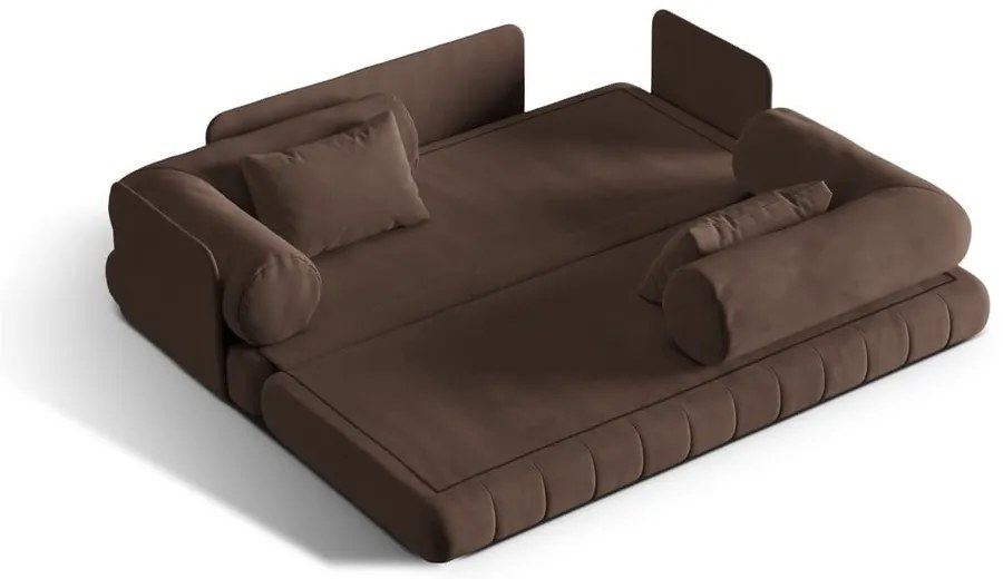Divano marrone allungabile con rivestimento in velluto 206 cm Kemi – Cosmopolitan Design