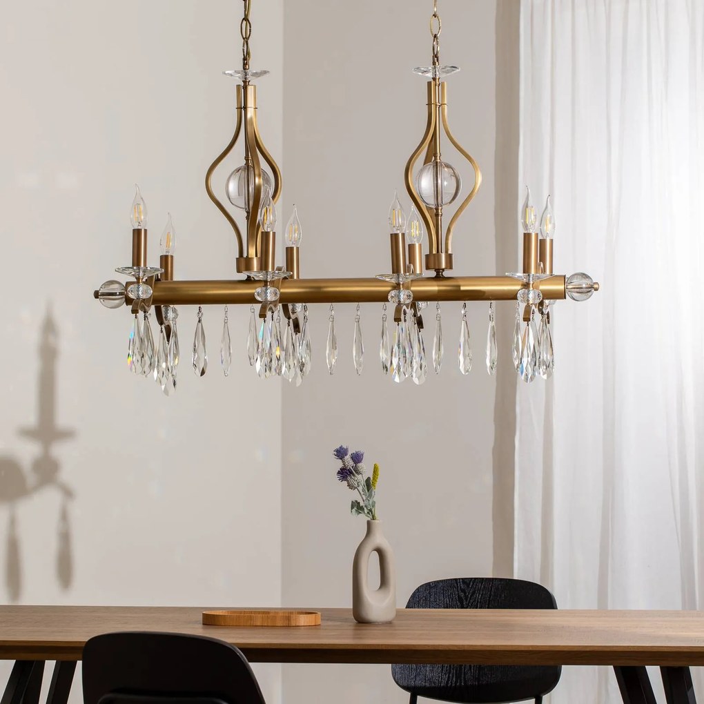 Avonni Lampadario Elizabeth 105x55 cm metallo/vetro 8flg. oro antico