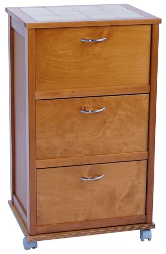 Carrello mobiletto con ante a ribalta e piano in mattonelle ROVERE