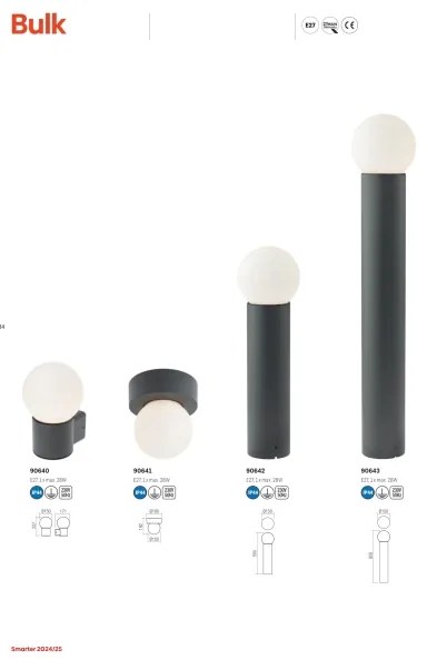 Redo 90643 - Lampada da esterno BULK 1xE27/28W/230V 80 cm IP44 antracite