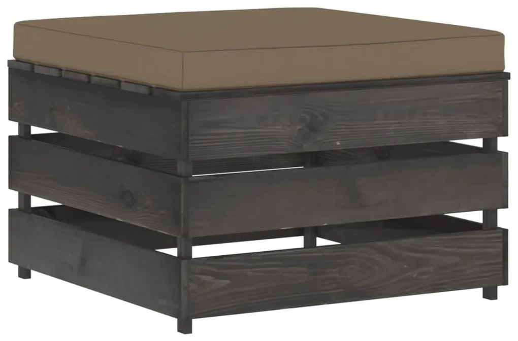 Ottomana Modulare Con Cuscino İn Legno Impregnato Grigio /