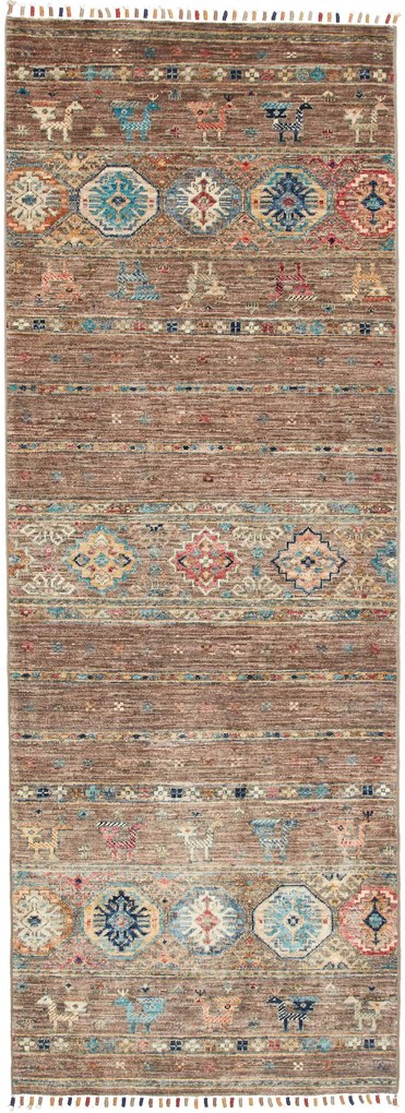 Samarkand Tappeto orientale 80 x 210 Grigio (Pakistan) Annodato A Mano