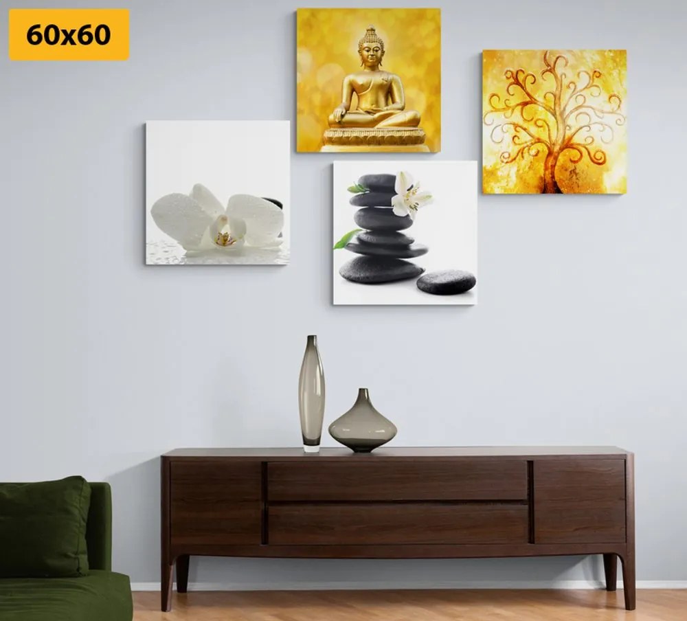 Set di quadri – Feng Shui in bianco e giallo