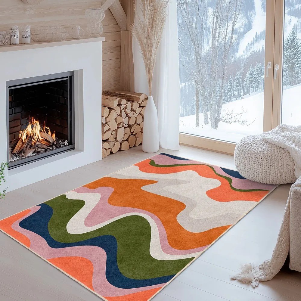 Tappeto arancione lavabile 120x180 cm Squiggly Orange – Mila Home