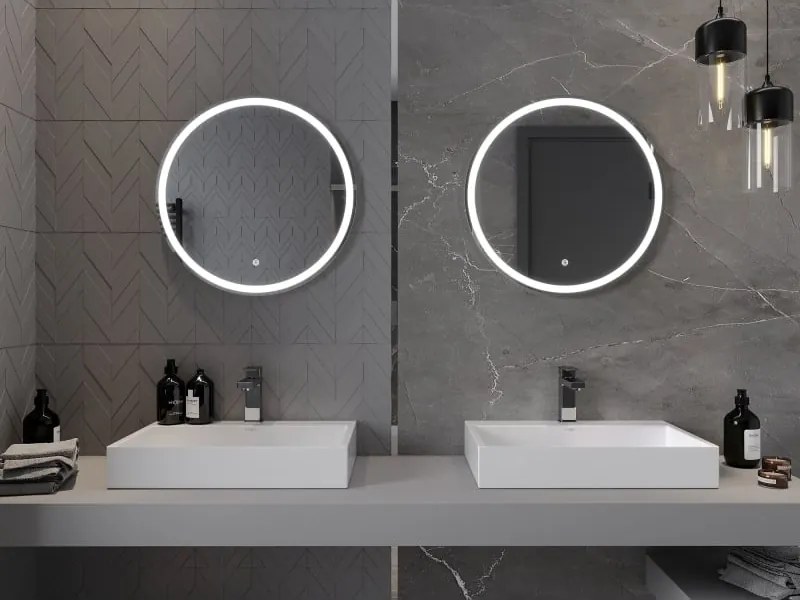 Mexen Gobi specchio da bagno illuminato, rotondo 60 cm, LED 6000K, anti-appannamento - 9801-060-060-611-00