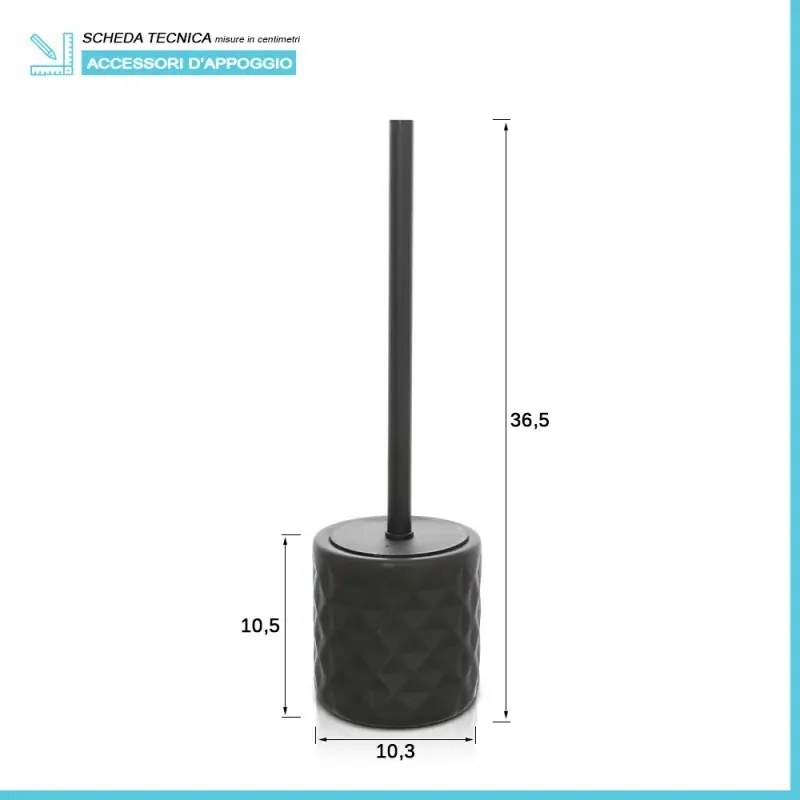 Scopino wc nero da appoggio in ceramica Cristal