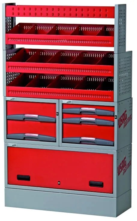 Armadietto da officina USAG Composizione per allestimento furgone in acciaio  5 cassetti 4 ripiani, L 99 x P 37.5 x H 168.8 cm