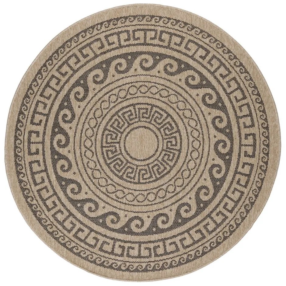 Tappeto rotondo per esterni nero e beige ø 80 cm Comilla - Ayyildiz Carpets