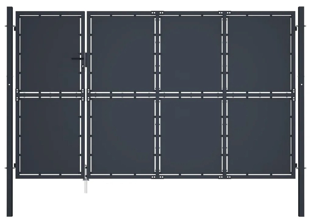 Cancello Di Recinzione İn Acciaio 350x175 Cm Antracite /