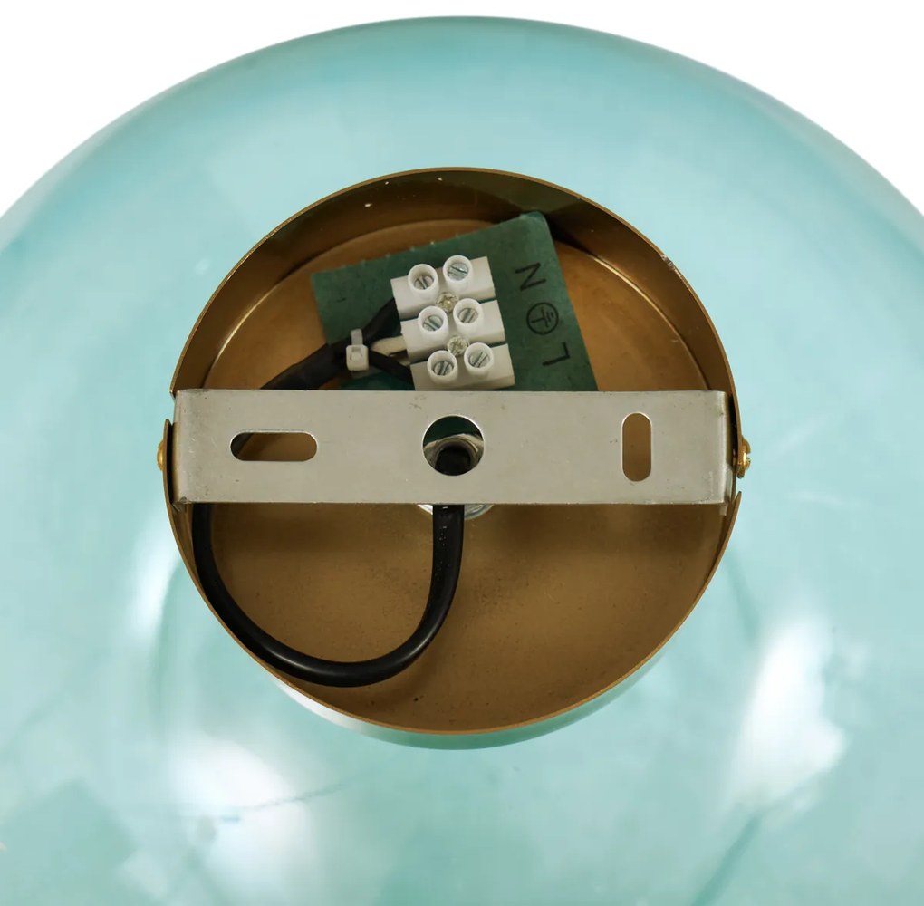 Plafoniera Art Déco ottone con vetro blu - Sandra