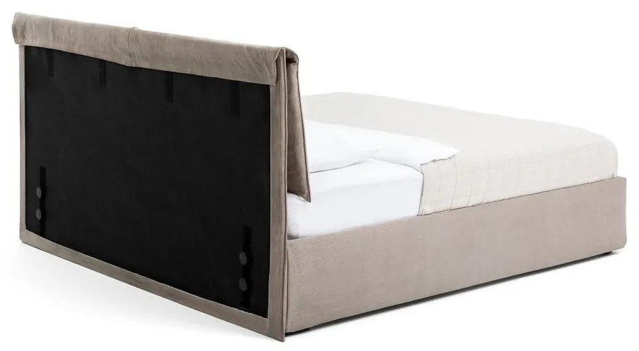 Letto matrimoniale imbottito grigio tortora con contenitore e rete inclusi 180x200 cm Thessa Pillow – Bonami Selection