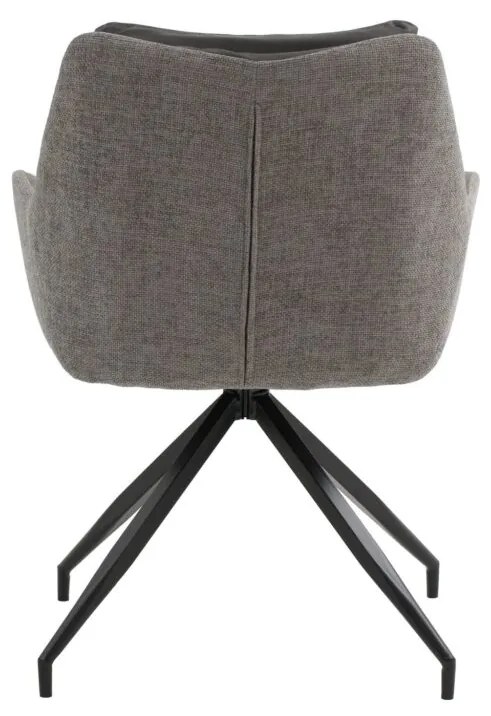 Set di poltroncine girevoli WATSON in similpelle antracite, tessuto grigio e gambe in metallo nero, con braccioli