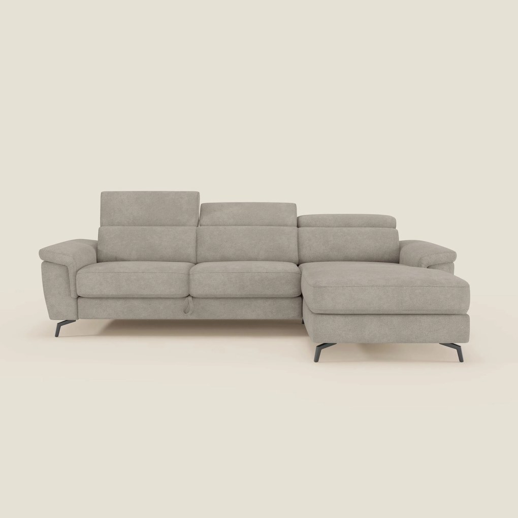 Estro Divano estraibile con chaise-longue e poggiatesta reclinabili in tessuto impermeabile T14 tortora