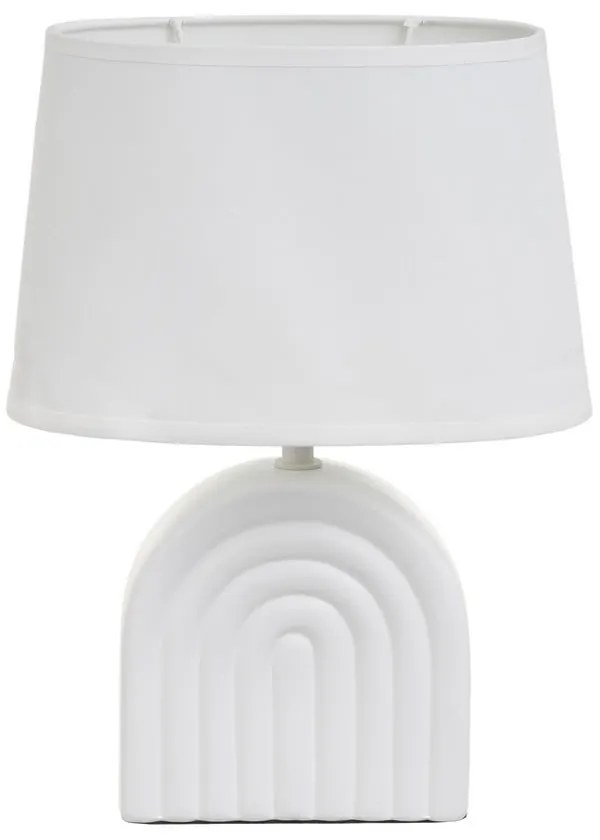 Lampada da tavolo in ceramica bianca con paralume in tessuto (altezza 31 cm) - Casa Selección