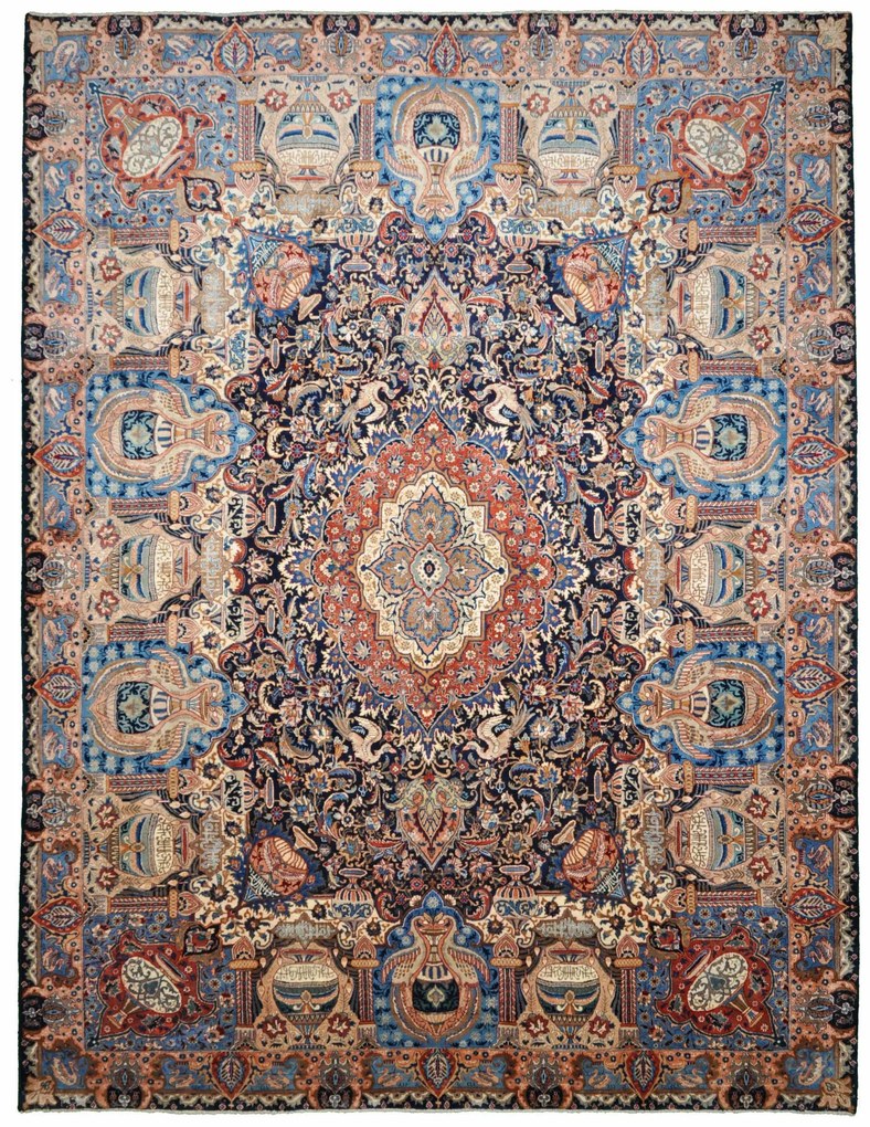 Kashmar Tappeto persiano 390x300 Blu (Iran) Annodato A Mano