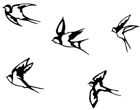 SET 5x Uccelli per decorazione murale