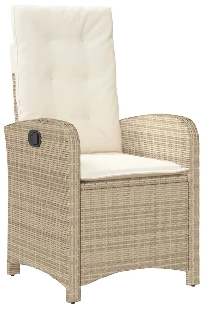 Set da Pranzo da Giardino 3 pz con Cuscini Beige in Polyrattan