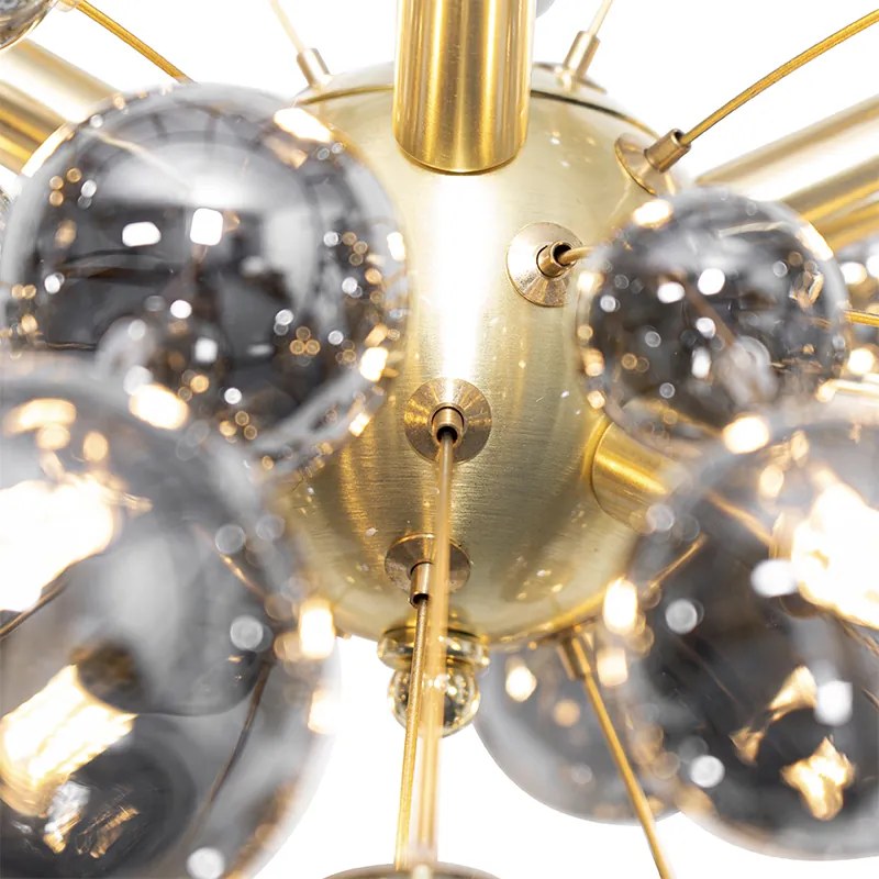 Lampada a sospensione di design in ottone con vetro fumé 8 luci - Explode