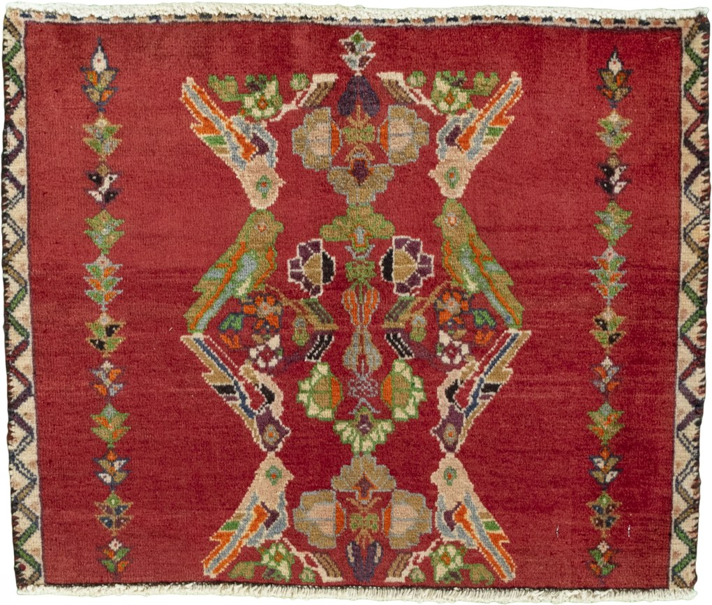 Shiraz Tappeto 50x60 Rosso (Iran) Annodato A Mano