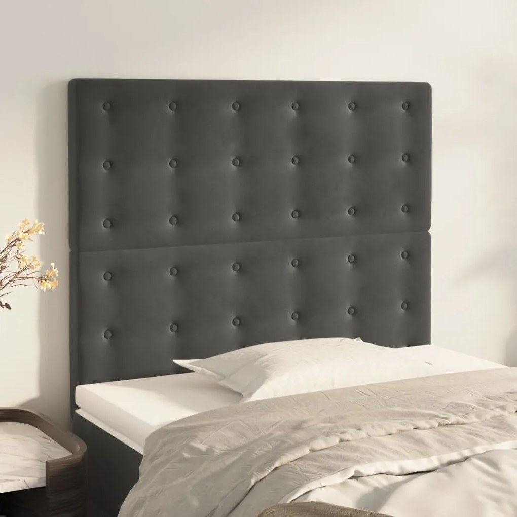 Testiera 2 Pz Grigio Scuro 80x5x78/88 Cm İn Velluto /