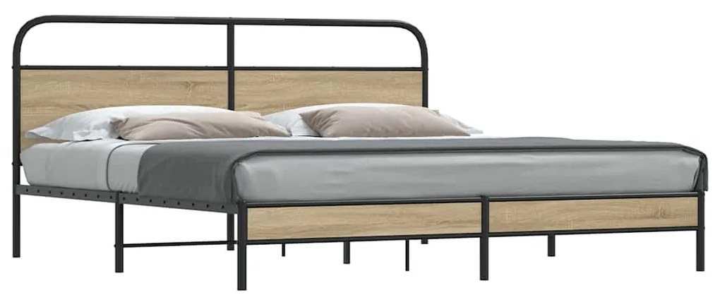 Giroletto Senza Materaso İn Metallo Rovere Fumo 193x203 Cm /