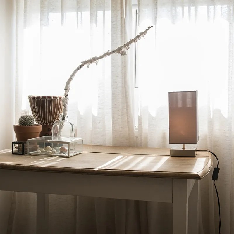 Lampada da tavolo moderna grigia con acciaio - Milo