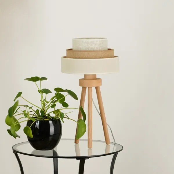 Brilagi - Lampada da tavolo DENVER LUNETA 1xE27/15W/230V beige/marrone/color crema