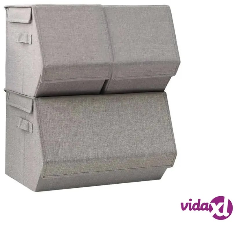 vidaXL Set Scatole Portaoggetti Impilabili 3pz in Tessuto Grigio