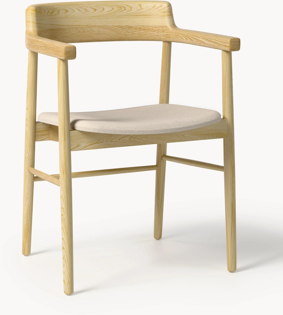 Sedia da pranzo in legno di quercia con braccioli Bohr